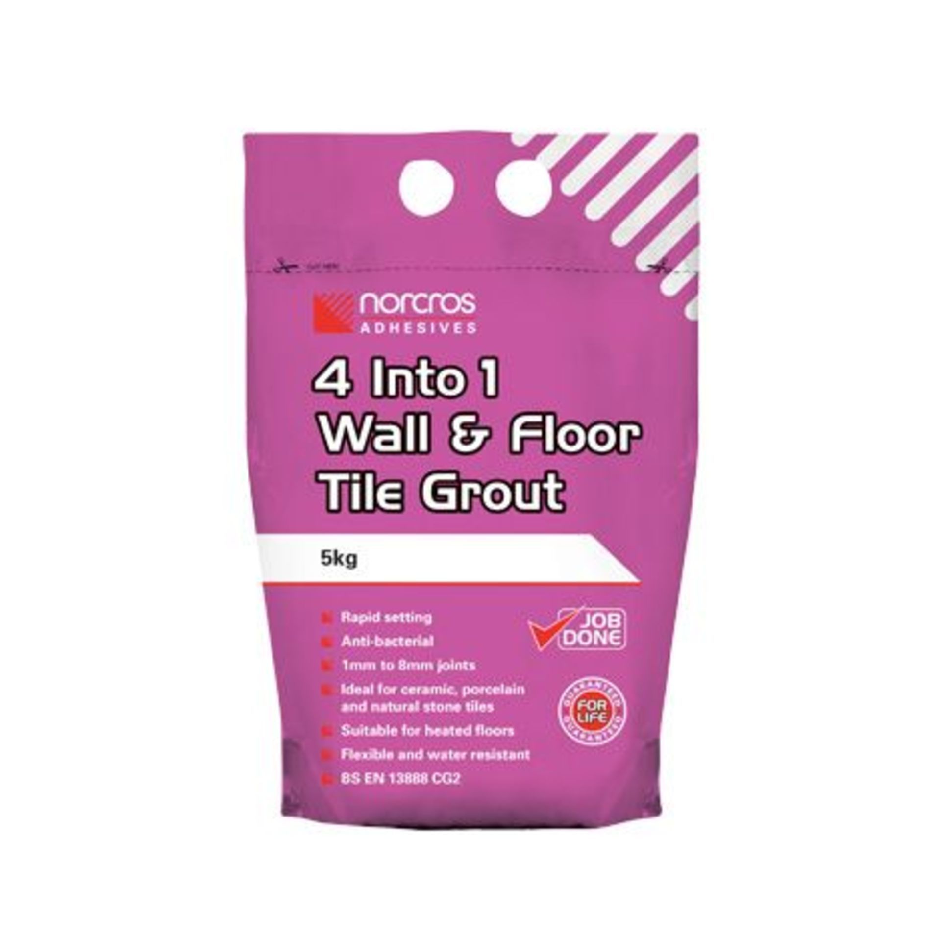 10x NEW 5KG BAGS OF NORCROS 4 INTO 1 WALL & FLOOR TILE GROUT – ARCTIC WHITE – 5KG (ROW 7-4). Norcros