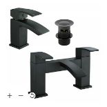 Matt Black Square Basin Sink Tap & Bath Filler Set. - ER45. Complete your bathroom with the