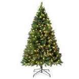 VeryMerry 6FT 'Snowhill' Pre-Lit Christmas Tree with 300 Built-In Lights with Timer, 8 Lighting