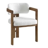 Stanford Curved Oak Frame Upholstered Chair, White Boucle Light Walnut Frame - RRP £219.99 (LOCATION