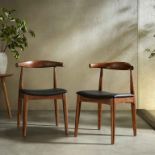 Arley Set of 2 Beech Wood Dining Chairs, Walnut and Black - RRP £289.99 (LOCATION – R 14.4) Our