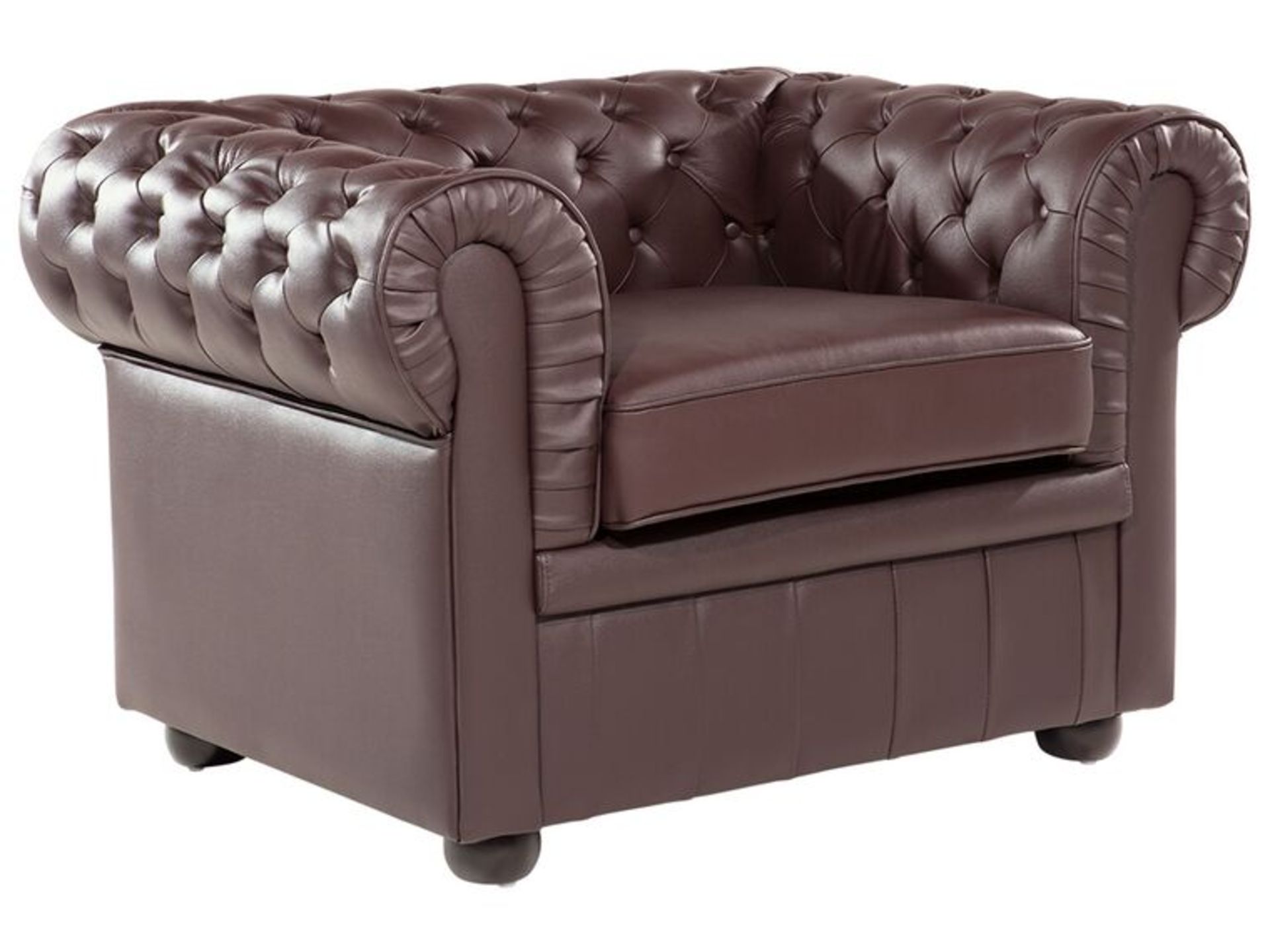 Chesterfield Leather Armchair Brown. - R13a.4. RRP £639.99. A beautiful armchair in brown