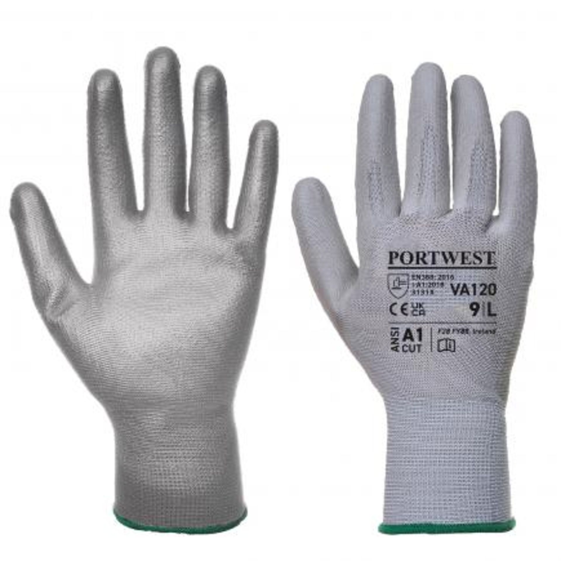 432 x PORTWEST VA120G7RXL - VA120G7R - POLYURETHANE GREY PALM GLOVE. - XS. RRP £1.21 each. ER34.