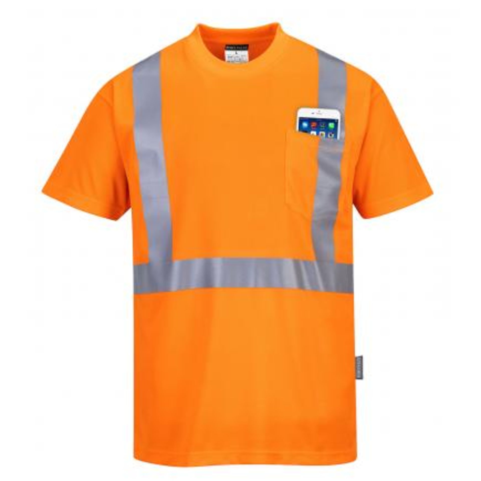 48 x PORTWEST S190ORRM - S190ORR - HI-VIS ORANGE POCKET T-SHIRT. XL. RRP £19.48 each. ER34. This