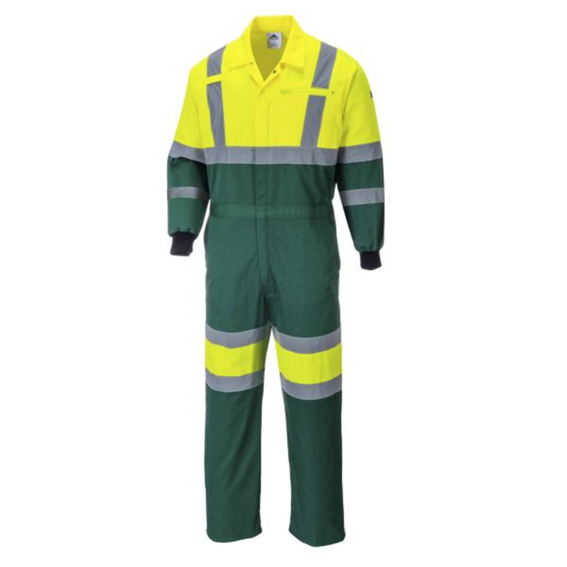 18 x PORTWEST E052YGRL - E052YGR - X HIGH VISIBILITY YELLOW/GREEN COVERALL. Medium. RRP £65.32 each.