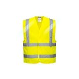 50x Brand New Portwest Yellow Vega Hi-Vis Led Vest - S/M RRP £18.95 Each (ER34)