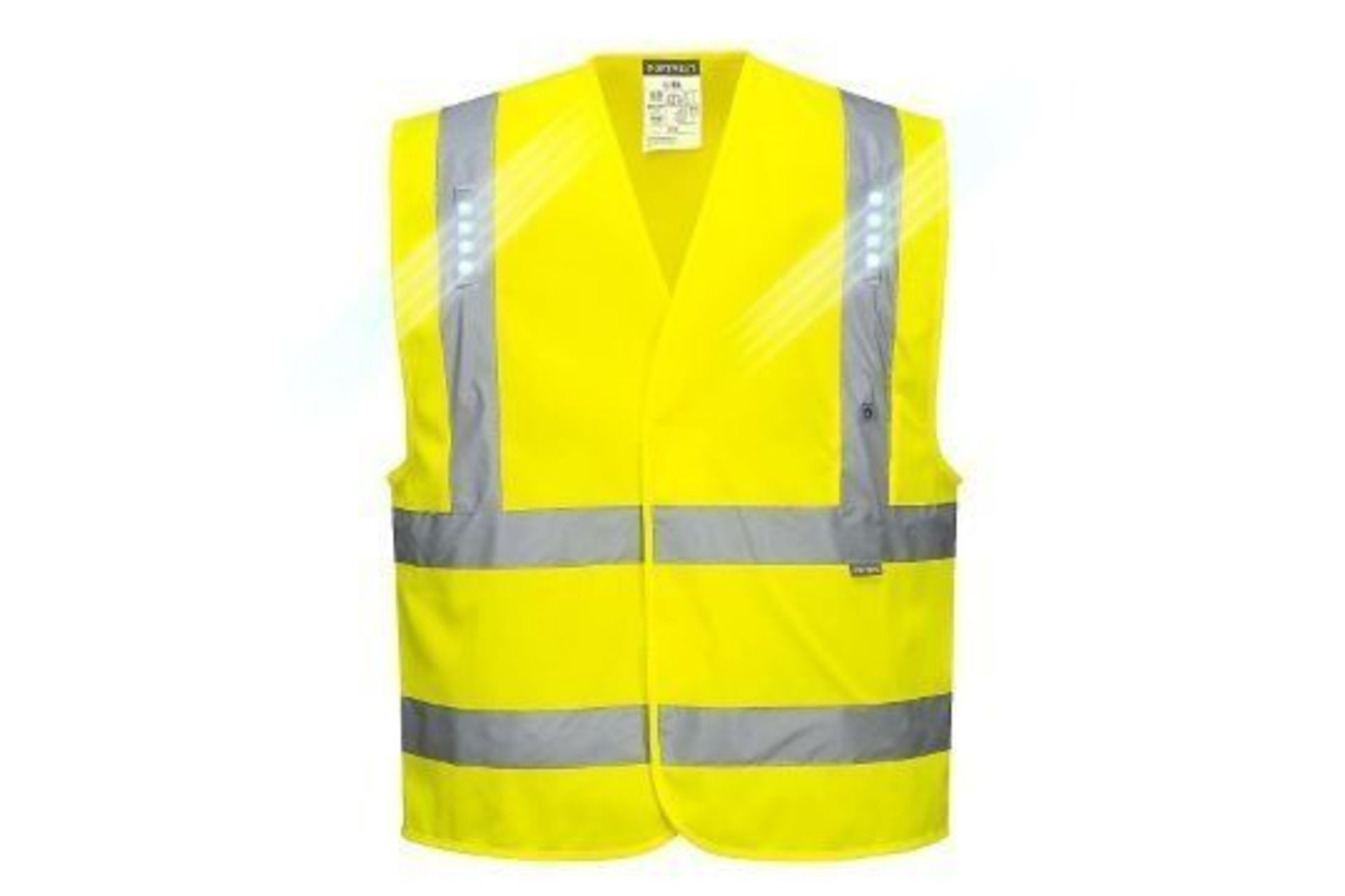 50x Brand New Portwest Yellow Vega Hi-Vis Led Vest - S/M RRP £18.95 Each (ER34)