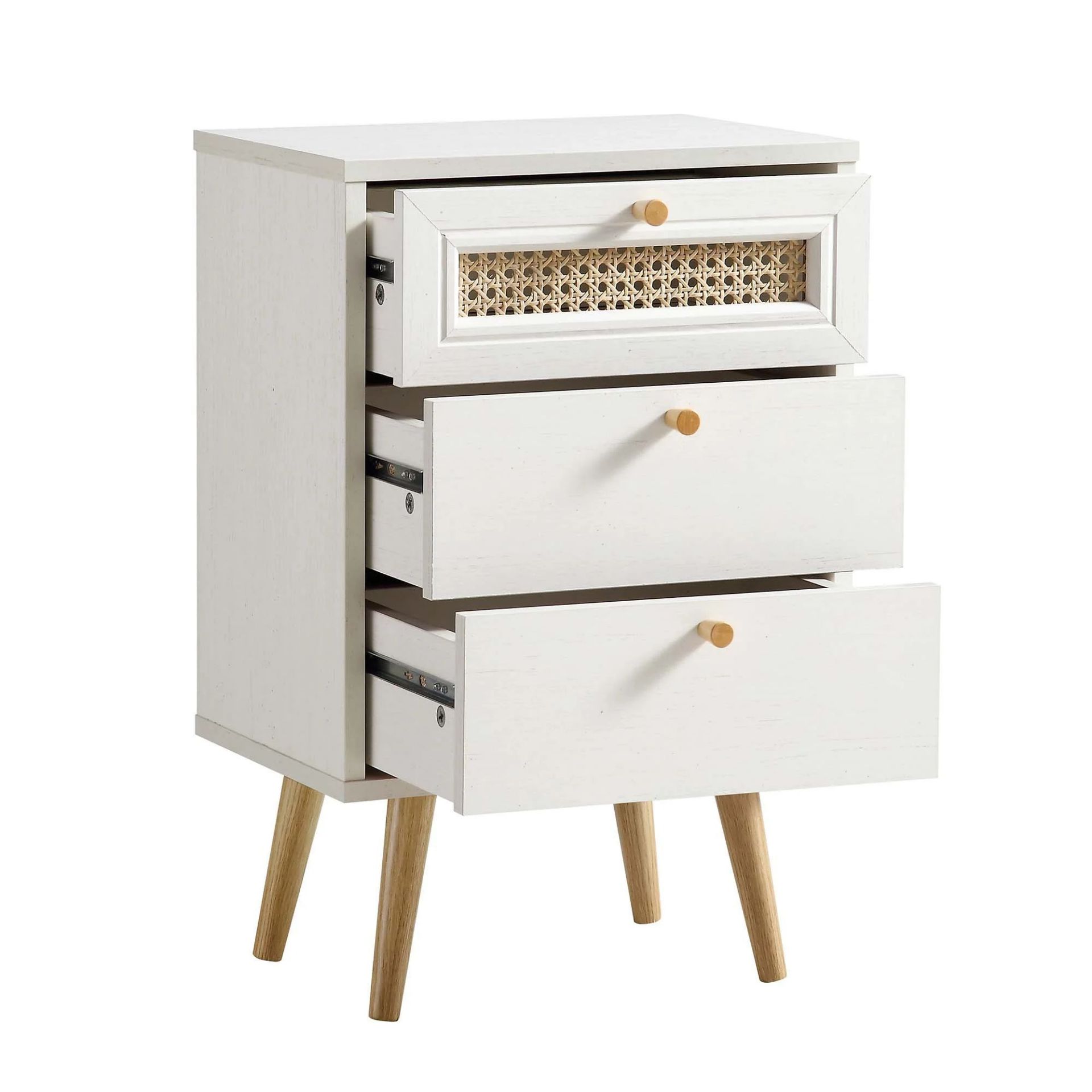 Anya Woven Rattan 3-Drawer Bedside Table in White. - ER25. RRP £139.99. Our Anya bedside table is - Image 4 of 4