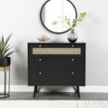 Anya Woven Rattan Chest of 3 Drawer in Black Colour. - ER20. RRP £249.99. Our Anya drawer chest is