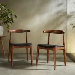 Arley Set of 2 Beech Wood Dining Chairs, Walnut and Black. - ER25. RRP £299.99. The chairs are