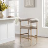 Fulbourn Taupe Boucle Counter Stool with Natural Wood Effect Legs. - ER25. RRP £219.99. A cheerful