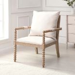 Hemingford Beige Fabric Bobbin Armchair. - ER25. RRP £299.99. The chair has padded seat and