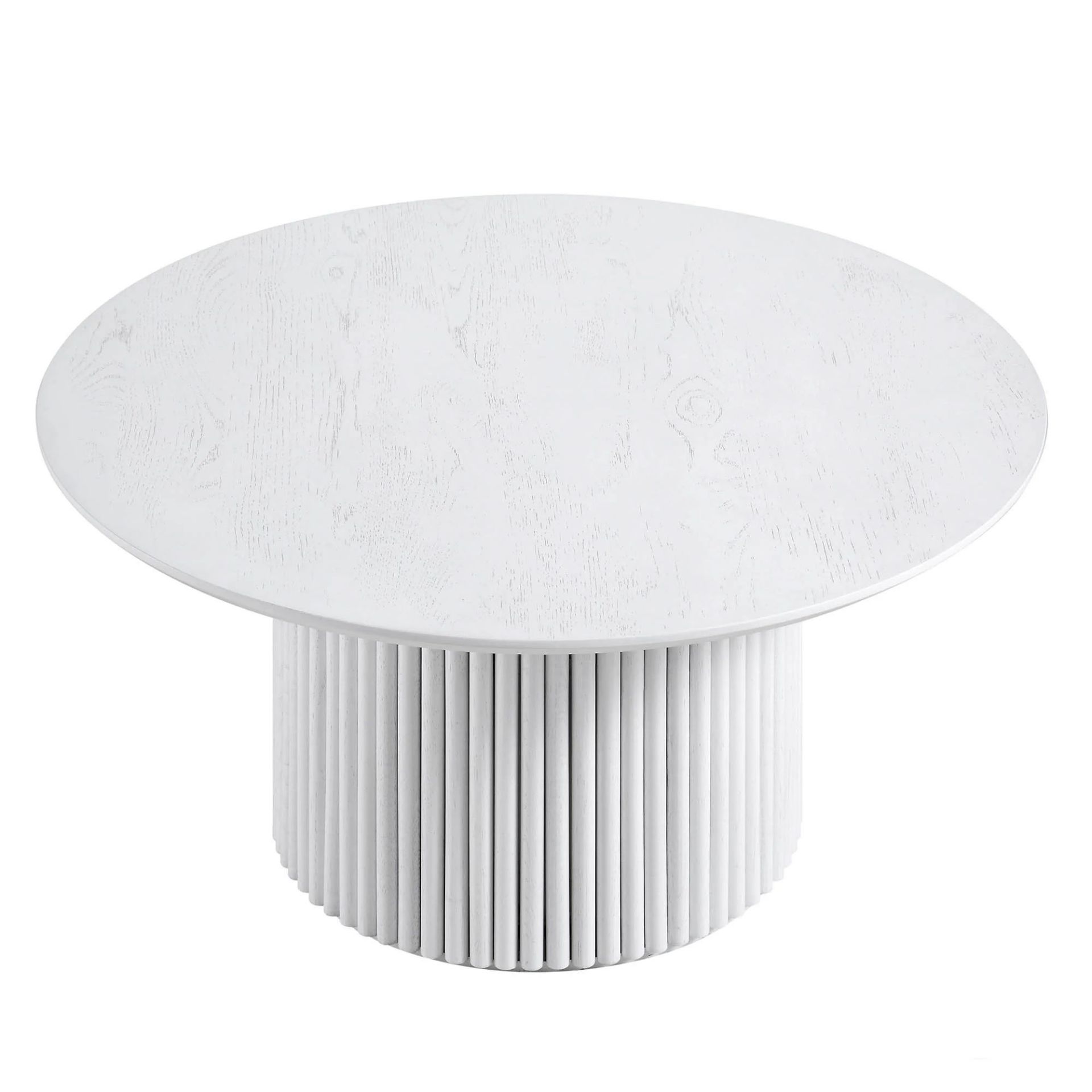 Maru Round Oak Pedestal Coffee Table, Washed White. - ER25. RRP £219.99. Meet the new addition to - Image 2 of 2