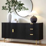 Richmond Ridged Large Sideboard, Matte Black. - ER25. RRP £449.99. Our Richmond extra wide sideboard