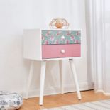 Cherry Tree Furniture CANTERBURY Wooden 2-Drawer Bedside Table Nightstand, Rose & Polka Dot