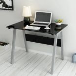 3 x Tempered Glass Top Computer Desk 100 x 70 x 75 cm, Black. - ER26 *design & colour may vary*