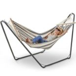 1 Person Cotton Hammock w/ Stand. - PW. The 100% striped cotton canvas creates the perfect place