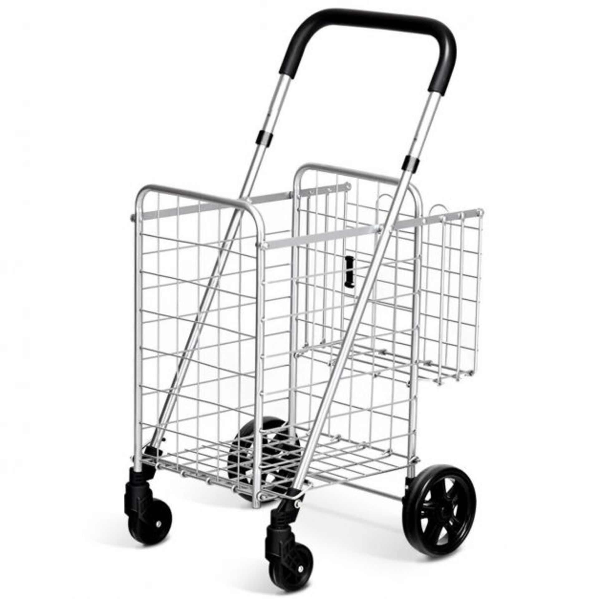 Folding Height Adjustable Shopping Trolley with Handle and Wheels. - PW. Shop with this utility cart