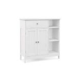 Costway White 31.5 in. H Bathroom Floor Storage Cabinet Freestanding. - PW.
