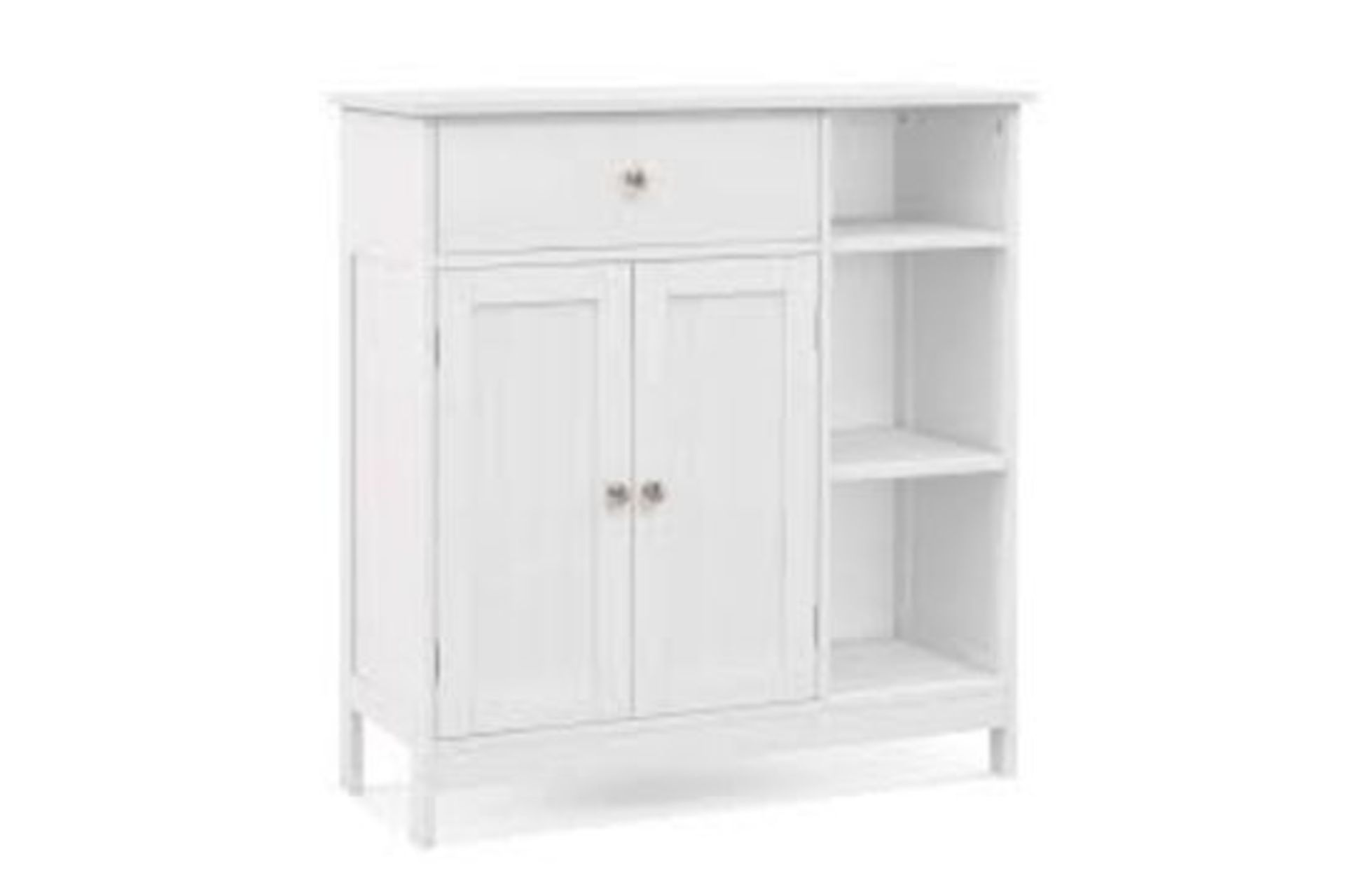 Costway White 31.5 in. H Bathroom Floor Storage Cabinet Freestanding. - PW.