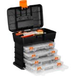 Multi-purpose Fishing Tackle Storage Box, Crafts or Tool Organizer - 4 Removable Trays &