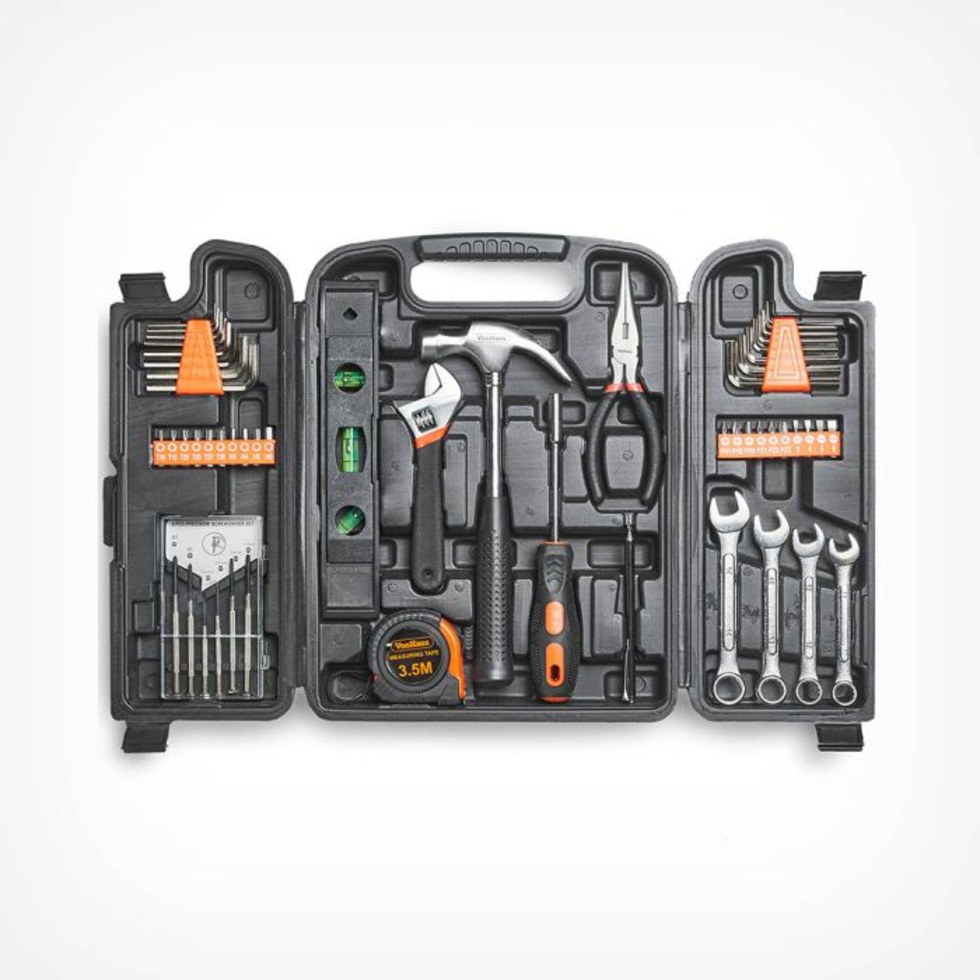 53pc Household Tool Set. - PW. The set comes with a strong blow-moulded storage case with clearly