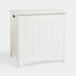 Holbrook White Laundry Hamper. - PW. Featuring a clean tonge and grooved MDF design and classic