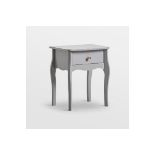 Grace Grey Bedside Table. - PW. This elegant bedside table deftly incorporates vintage European-