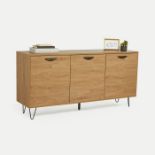 Capri Oak Effect 3 Door Sideboard. - PW. The sleek, smooth front is discreetly split into three