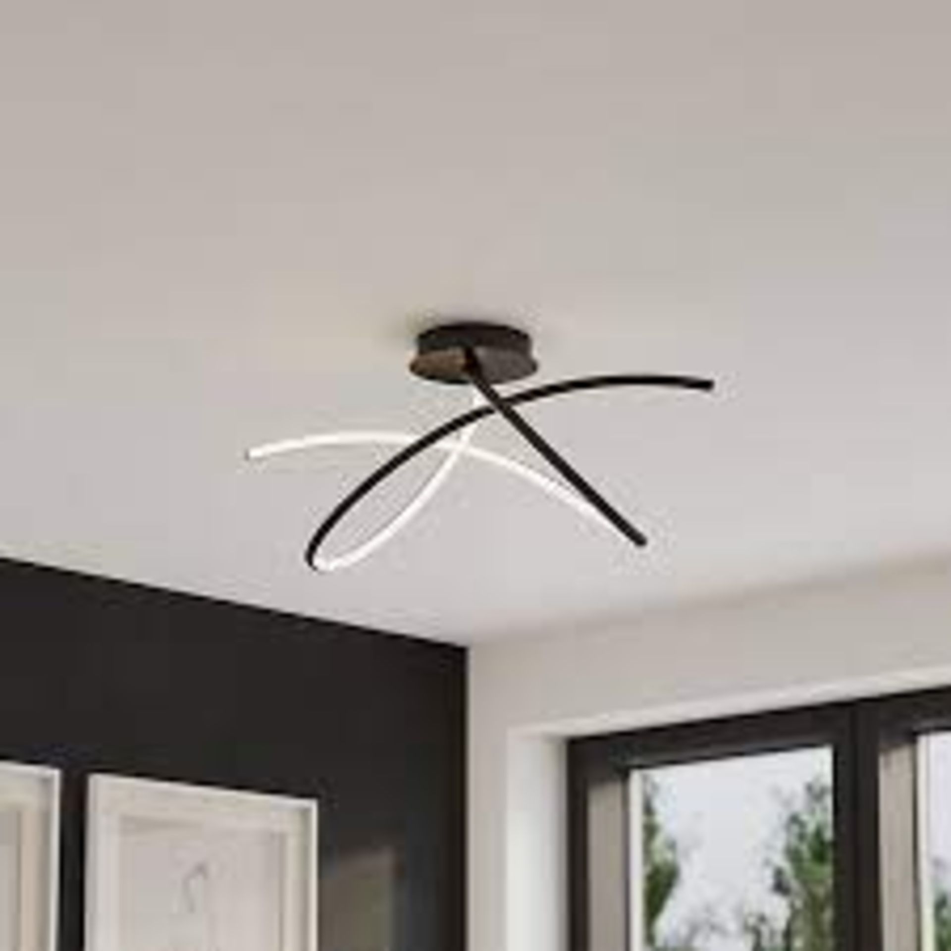 GoodHome Cleve Matt Metal & Plastic Black LED Ceiling Light - ER47.