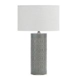 Inlight Dactyl Embossed Grey Cylinder Table Light - ER47.