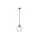 Netlighting Bydon 1 Light Globe Ceiling Pendant Antique Bass, Clea Glass, E27 - - ER46. Brydon 1