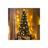 2ft â€“ 6ft Fibre Optic Green Christmas Tree with Warm White Fibre Optics, LED Lights and Stars, 6FT