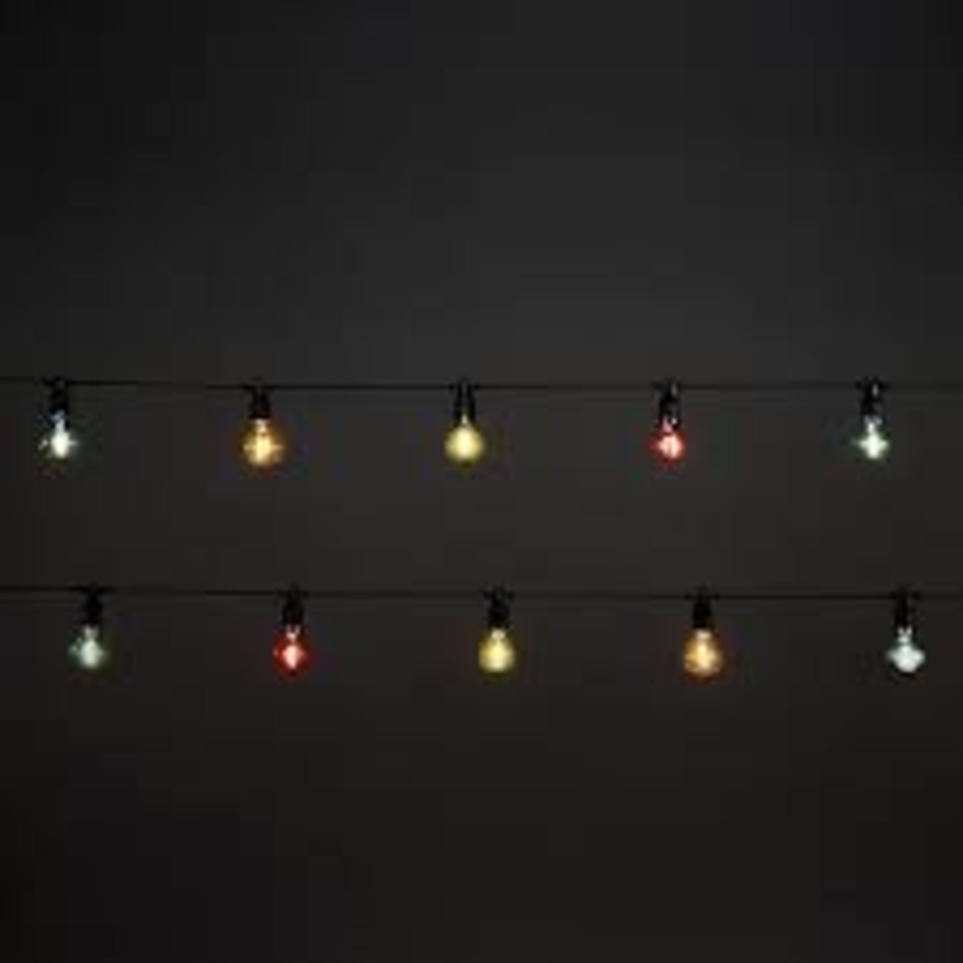 B&Q 20 Warm White Festoon Connectable Multicoloured LED String Lights With Black Cable - ER47.
