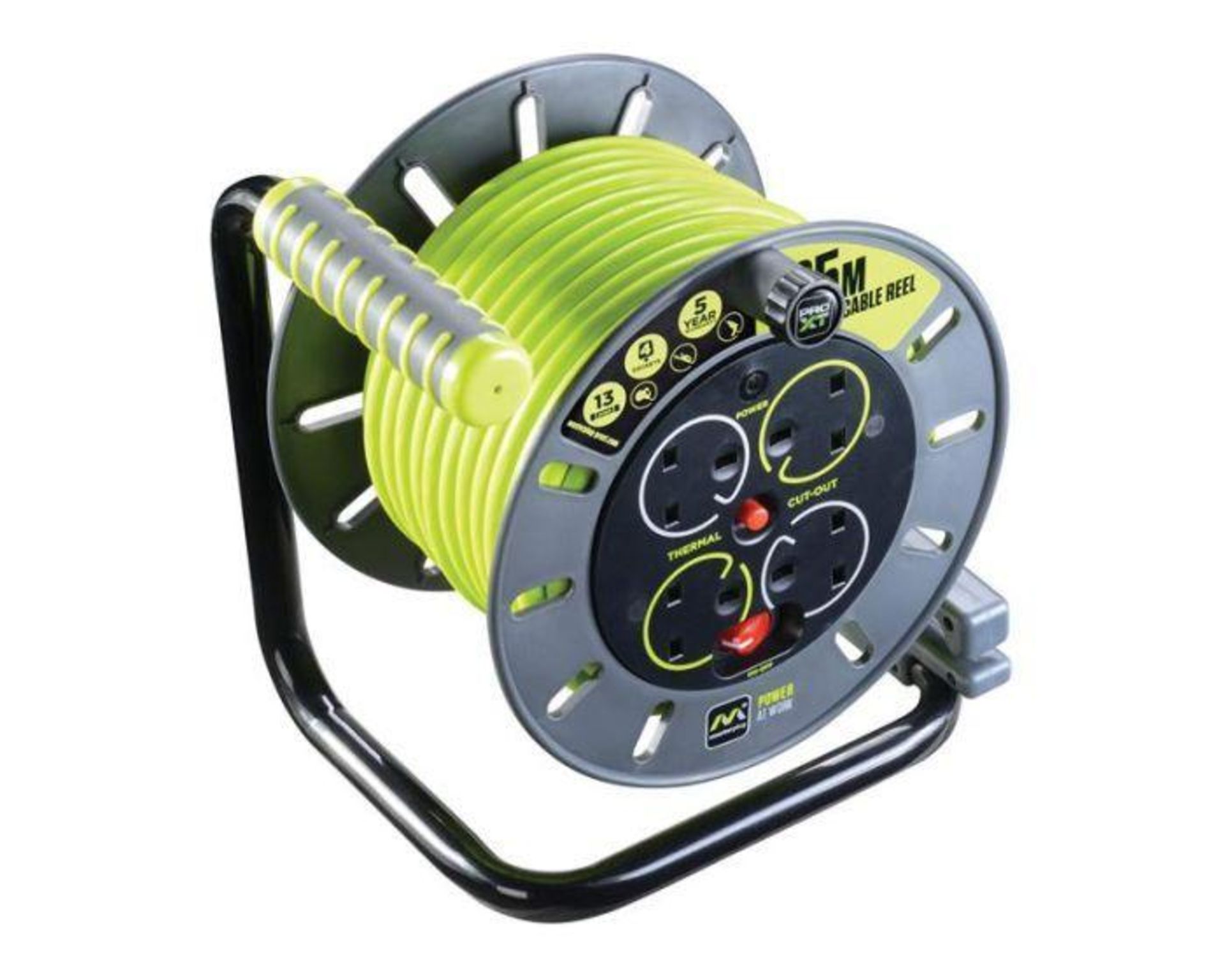 Masterplug Pro-Xt Open Cable Reel 25M 13A 4 Socket - ER47.