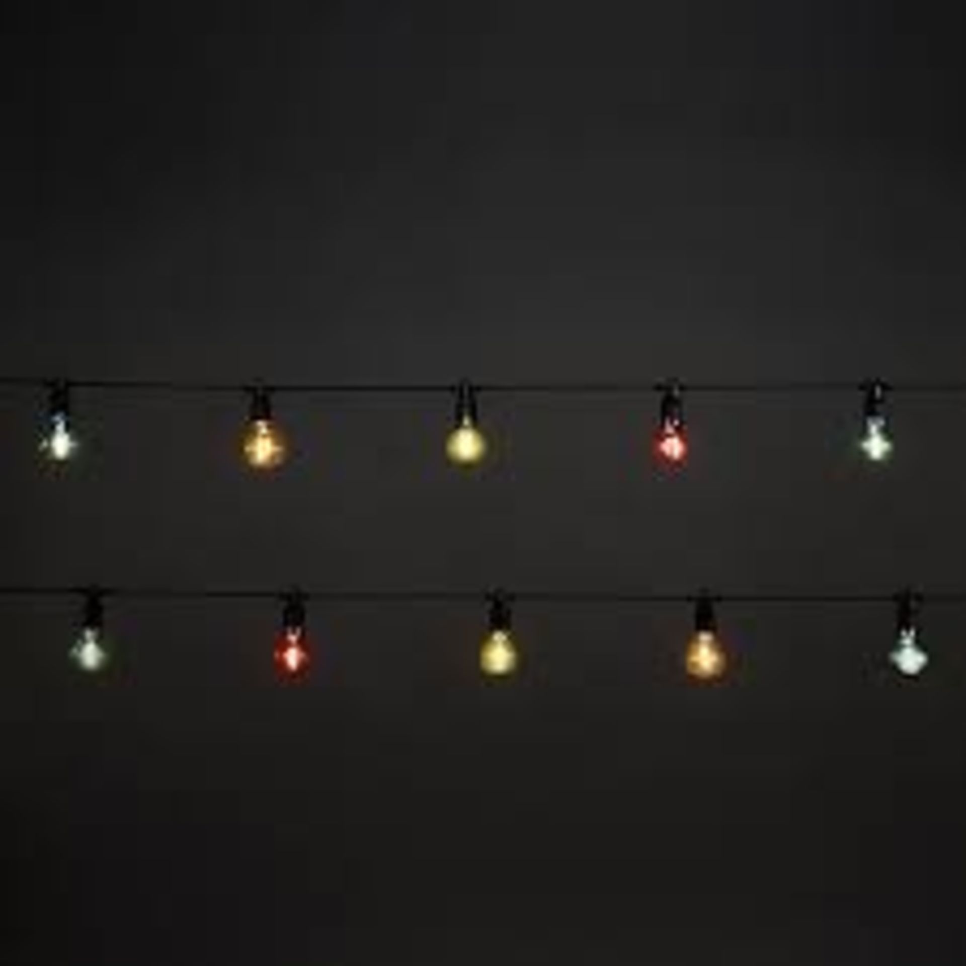 Warm White Festoon Connectable Multicoloured LED String Lights With Black Cable - ER47.