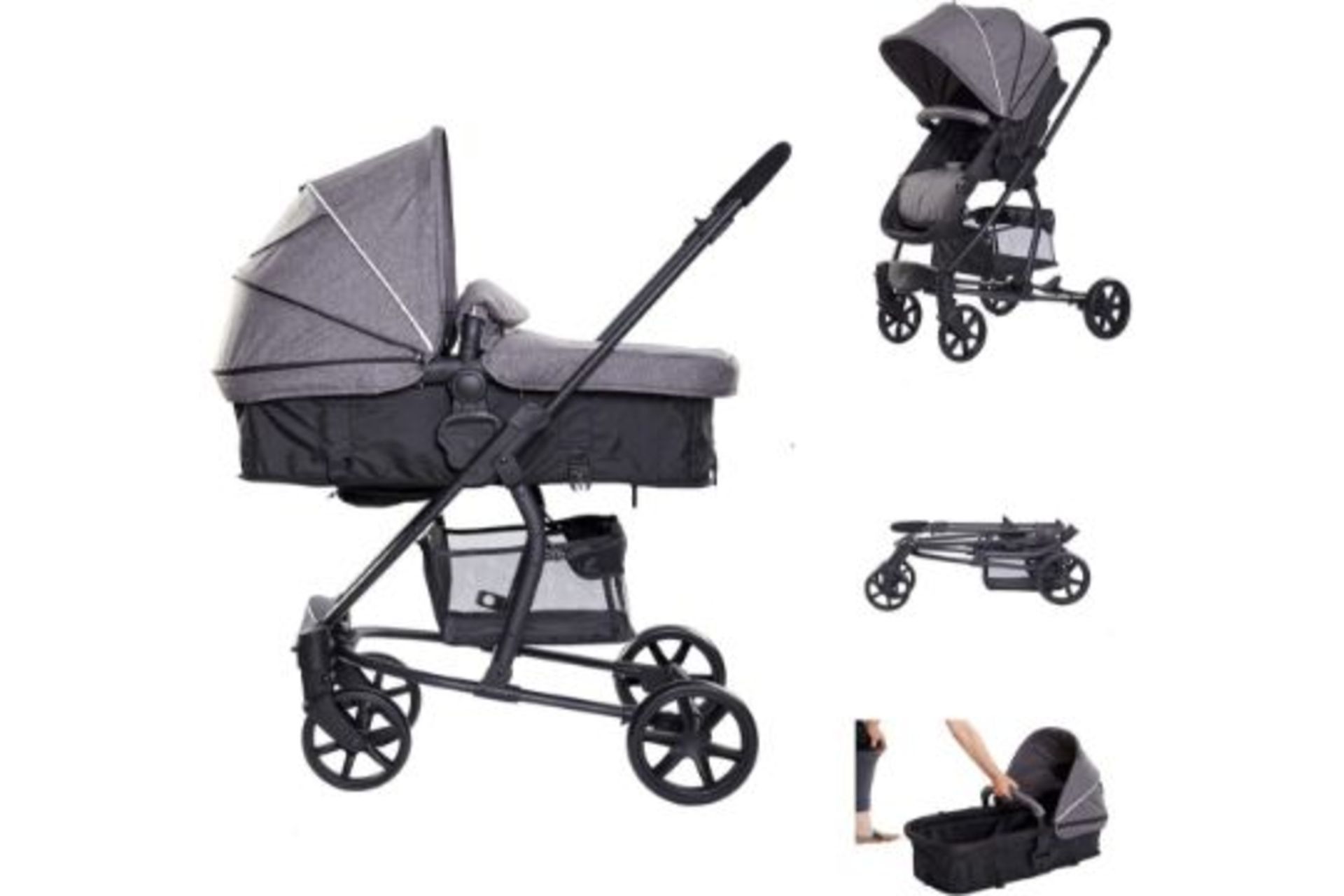 TRADE LOT 5 X BRAND NEW RICCO BABY 2 IN 1 FOLDABLE BUGGY STROLLER PUSHCHAIR GREY R18-7