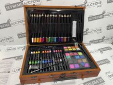 2 X BRAND NEW 142 PIECE PREMIUM ART SETS IN WOODEN CASE R6.5/6.6