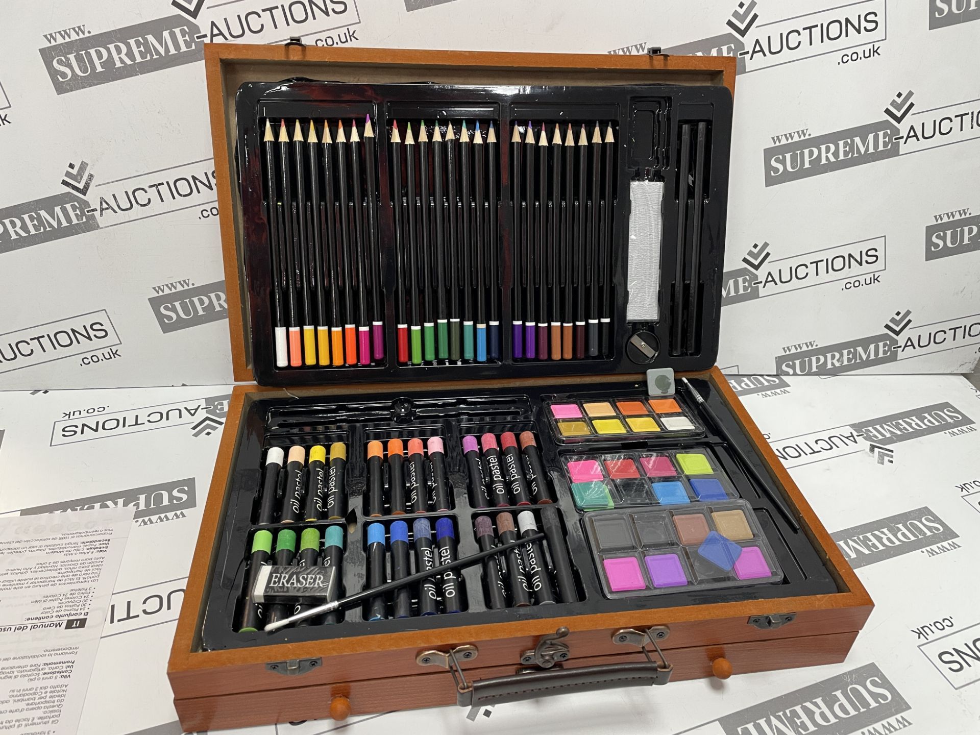 2 X BRAND NEW 142 PIECE PREMIUM ART SETS IN WOODEN CASE R6.5/6.6