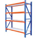 5 X NEW PACKAGED 2M X 2M X 600MM DEEP 4 SHELF 1.2 TONNE SET OF INDUSTRIAL RACKING WHITE SHELVES