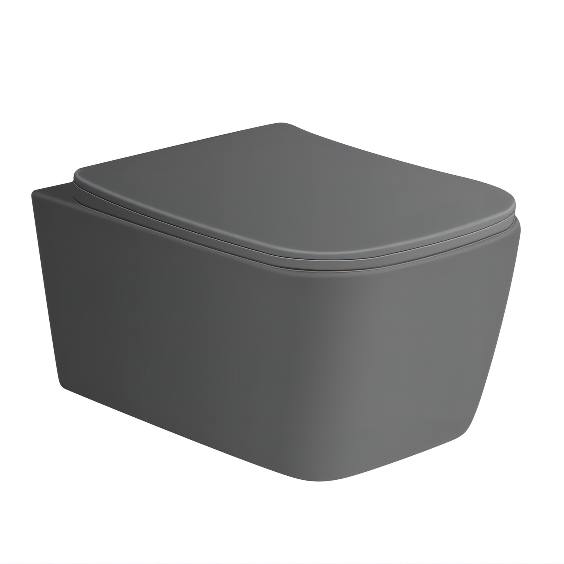 NEW & BOXED KARCENT Rimless Square Wall Hung Toilet MATT GREY. This Rimless wall-hung toilet has a