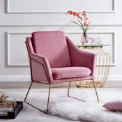 Hedy Accent Chair in Pink Velvet. - ER29. RRP £355.99. Our HEDY armchair boasts retro vibe with