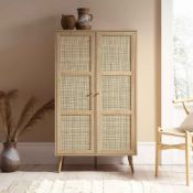 Frances Woven Rattan Compact Double Wardrobe, Natural. - ER20. RRP £379.99. Crafted from wood and