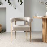 Fulbourn Taupe Boucle Dining Chair with Natural Wood Effect Legs. - ER29. RRP £219.99. Well-