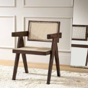 Jeanne Dark Walnut Cane Rattan Solid Beech Wood Dining Chair. - ER20. RRP £199.99. The cane rattan