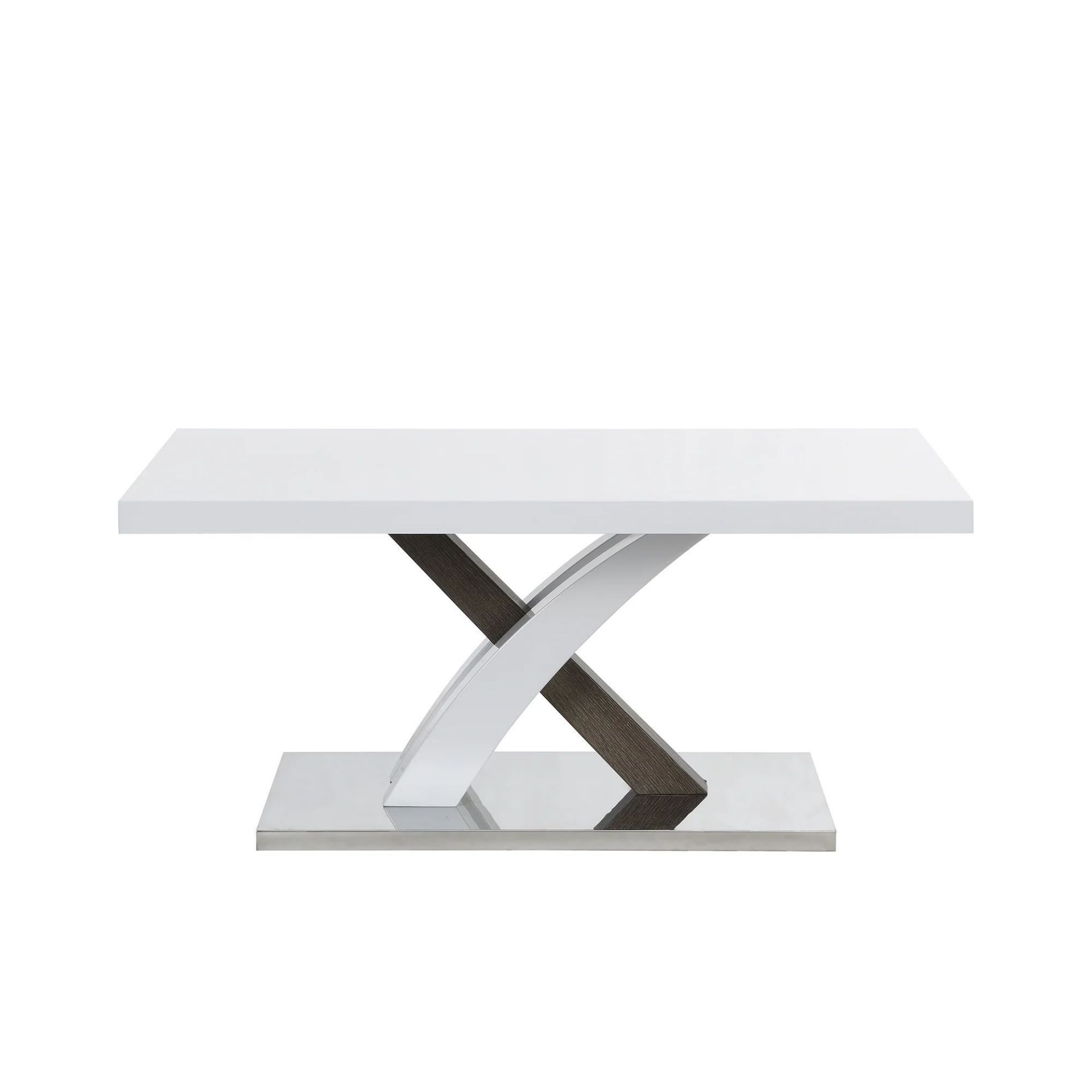 Basel High Gloss White Coffee Table with Stainless Steel Base. - ER23. RRP £199.99. The white glossy - Image 4 of 4