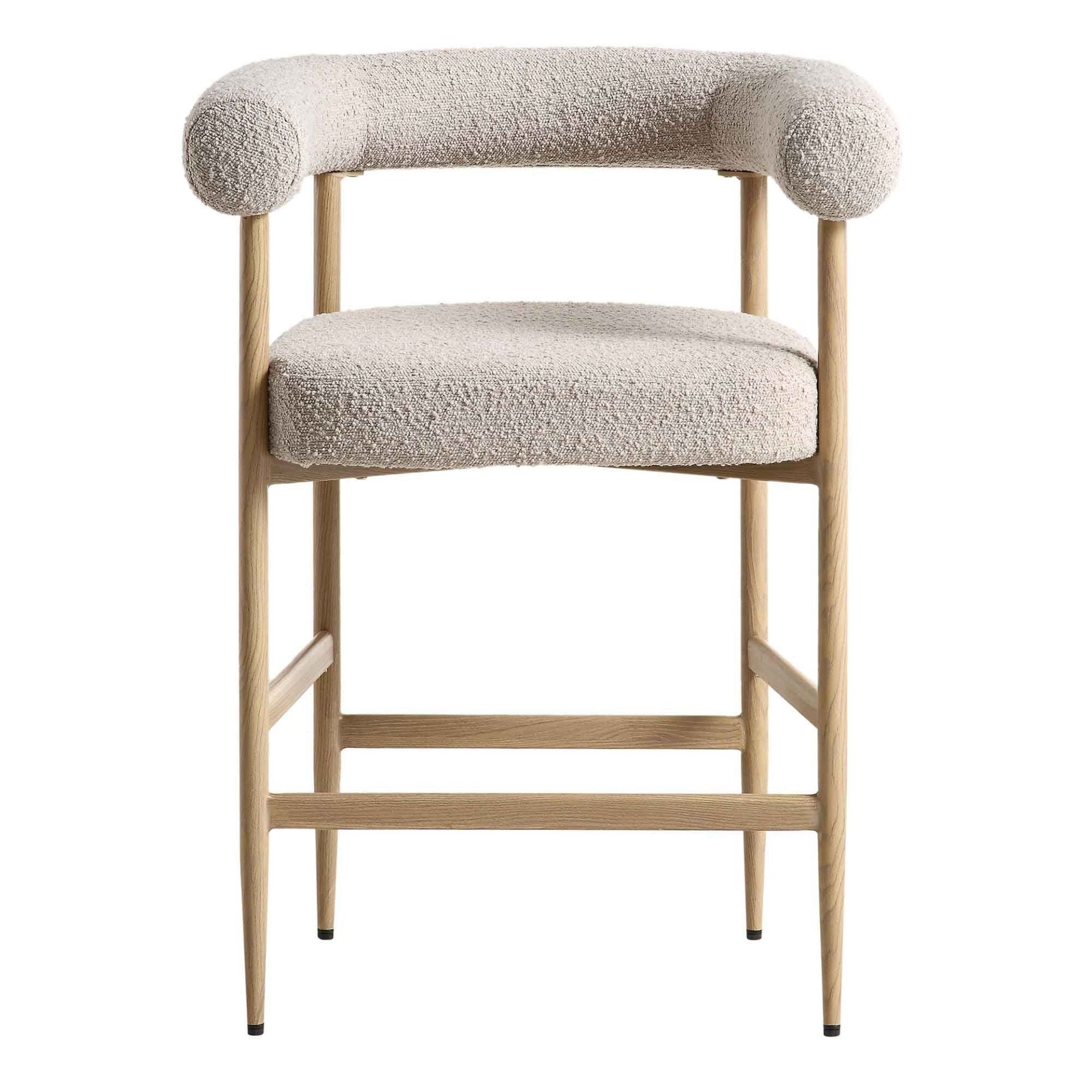 Fulbourn Taupe Boucle Counter Stool with Natural Wood Effect Legs. - ER29. RRP £199.99. A cheerful - Image 2 of 4