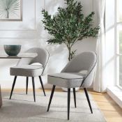Oakley Set of 2 Grey Boucle Upholstered Dining Chairs with Piping. - ER29. RRP £269.99. Our