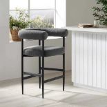 Fulbourn Charcoal Boucle Counter Stool with Black Metal Legs. - ER29. RRP £199.99. A cheerful
