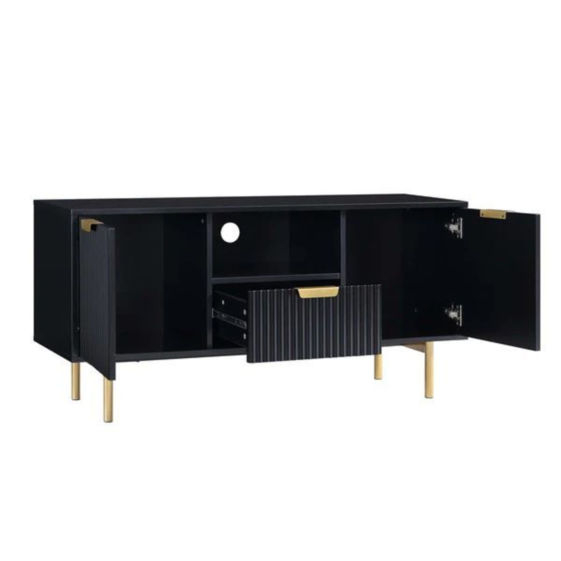 Richmond Ridged 120cm Wide TV Media Unit, Matte Black. - ER23. RRP £249.99. Characterised by sleek - Image 4 of 4